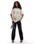 Weekday Emy oversized t-shirt with fairy graphic print in stone