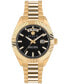 Men's Date Superlative Gold Ion Plated Stainless Steel Bracelet Watch 42mm