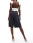 ASOS DESIGN longline short with linen in washed black