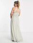 TFNC Maternity Bridesmaid strappy back halter neck dress in sage green US 10 - фото #5