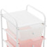 Wózek pomocnik kosmetyczny fryzjerski łazienkowy 4 szuflady 36 x 32 x 76 cm - różowo biały