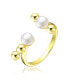 Sterling Silver with 14K Gold Plated and 5MM freshwater Pearls Modern Ring