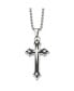 Black IP-plated CZ Cross Pendant Ball Chain Necklace