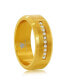 Stainless Steel CZ Stripe Ring - Gold Plated