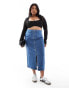 Фото #1 товара Vero Moda Curve denim pencil skirt in medium blue wash