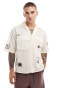 ONLY & SONS revere collar shirt with doodle print in beige