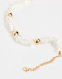 ASOS DESIGN choker necklace with faux pearl chipping and gold beads