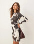 Фото #1 товара ASOS DESIGN long sleeve mini dress in cow print