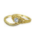 ფოტო #2 პროდუქტის 1CT Deco Style Solitaire Round CZ Pave Contoured Band Engagement Wedding Ring Set Gold Plated Sterling Silver