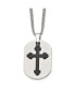 Фото #1 товара Chisel brushed Black IP-plated 2 Piece Cross and Dog Tag Curb Chain Necklace