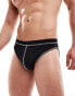 Фото #1 товара ASOS DESIGN stretch brief in black with white stitch detail