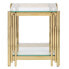 Furniture Wide Square End Table With Glass Top, Golden Stainless Steel Tempered Glass