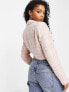Miss Selfridge boucle boxy crop blazer co-ord in pink check