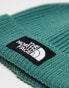 The North Face Logo patch cuffed beanie in sage green