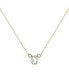 Emerald Cut Aquamarine Gemstone, Natural Diamond 14K Yellow Gold Birthstone Necklace