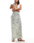 Фото #1 товара ASOS DESIGN chiffon bias maxi skirt in green zebra print