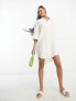 Vero Moda textured oversized shirt dress in white