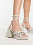 Фото #3 товара MIM Net heeled strappy sandal in beige