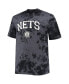 Фото #3 товара Men's Black Brooklyn Nets Big and Tall Marble Dye Tonal Performance T-shirt