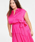 Trendy Plus Size Button-Front Tie-Waist Maxi Dress, Created for Macy's