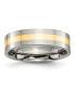 ფოტო #1 პროდუქტის Titanium 14k Gold Inlay Flat Wedding Band Ring