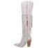 Dingo Kitty Kat Fringe Snake Snip Toe Womens White Casual Boots DI706-100