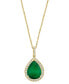 ფოტო #1 პროდუქტის EFFY® Limited Edition Emerald (4-1/4 ct. t.w.) & Diamond (1/3 ct. t.w.) Pear Halo 18" Pendant in 14k Gold