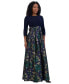 ფოტო #3 პროდუქტის Women's 3/4-Sleeve Jacquard Ball Gown