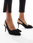 New look satin bow slingback heeled shoe in black