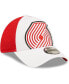 Фото #4 товара Men's White, Red Portland Trail Blazers Large Logo 39Thirty Flex Hat