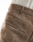 Фото #10 товара ASOS DESIGN smart flared wool mix trousers in tweed brown