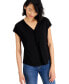 ფოტო #3 პროდუქტის Women's Seamed V-Neck Top, Created For Macy's