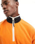 Фото #3 товара ASOS DESIGN oversized half zip sweatshirt with seam detail in orange polar fleece