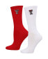 Фото #1 товара Women's Red, White Texas Tech Red Raiders 2-Pack Quarter-Length Socks