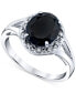 ფოტო #1 პროდუქტის Onyx & Diamond (1/10 ct. t.w.) Halo Ring in Sterling Silver