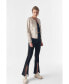 ფოტო #2 პროდუქტის Women's Collarless Stunning Studs Closure Leather Jacket, Beige