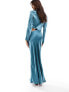 Фото #5 товара ASOS DESIGN satin asymmetric waist cut out maxi dress in teal