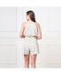 Women's Sleeveless Linen Button Front Halter Romper