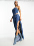 AFRM nadia co-ord denim maxi skirt in midwash blue with high rise slit