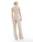 Фото #5 товара ASOS DESIGN Tall double waistband tailored trouser in taupe stripe