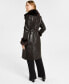 Фото #2 товара Women's Faux-Leather Faux-Fur-Trim Trench Coat