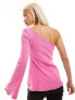 Фото #7 товара Monki long sleeve one shoulder top in pink 90s wash