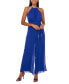 ფოტო #1 პროდუქტის Women's Halter Sleeveless Tie-Waist Wide-Leg Jumpsuit