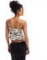 Miss Selfridge satin tie front cami top in animal print