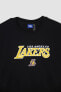 Fit Nba Los Angeles Lakers Oversize Fit Bisiklet Yaka Baskılı Tişört