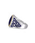 Lapis Lazuli Gemstone Sterling Silver Men Signet Ring with Enamel