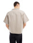 COLLUSION ripstop revere short sleeve shirt in stone