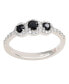 Suzy Levian Sterling Silver Cubic Zirconia Petite 3 Stone Ring