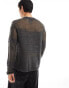 COLLUSION open stitch textured knitted jumper in grey grau, L - Chest 42 - фото #4