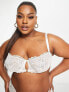 ASOS DESIGN Curve Bridal metallic swirl balcony bra in white